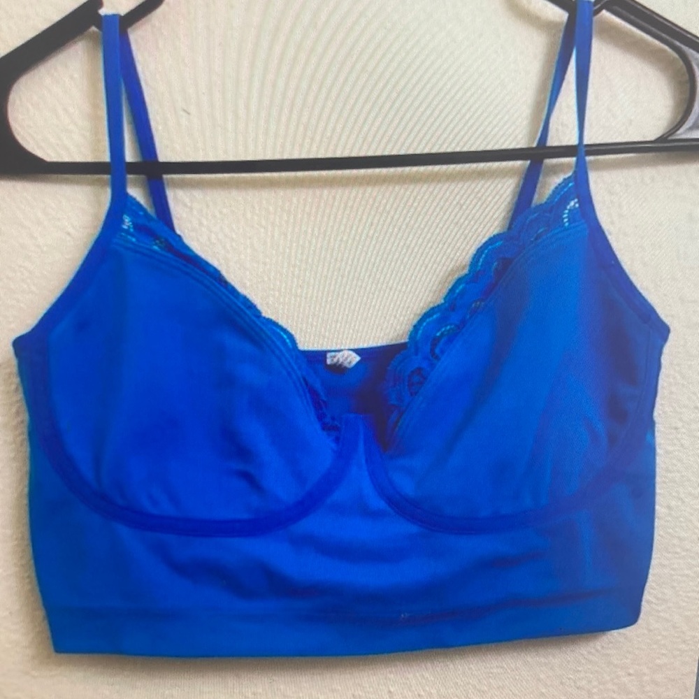 Women's Blue Lace Trim Bralette